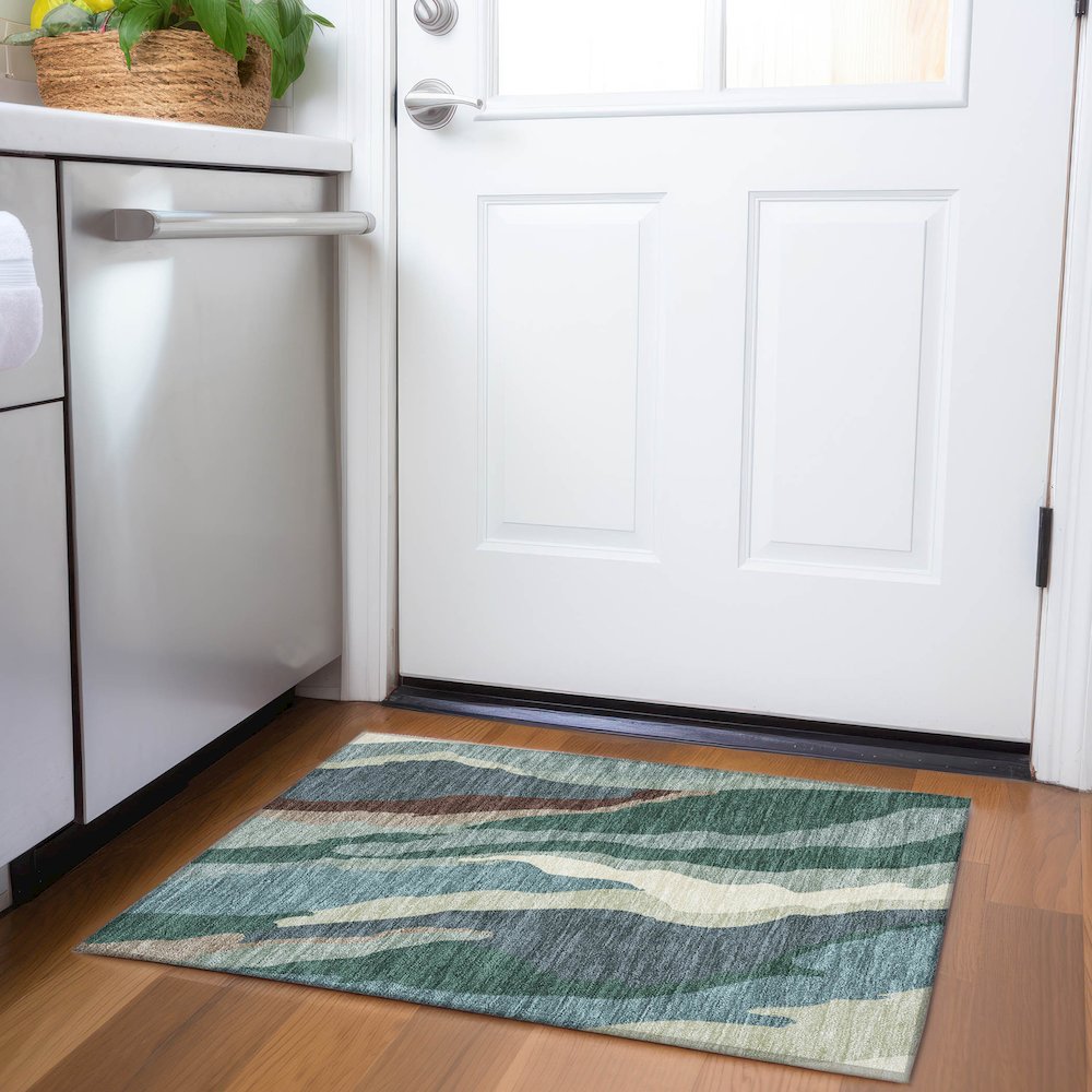 Premium Machine Washable Mayfield AMF1047 Sage 1'8" x 2'6" Rug. Picture 5