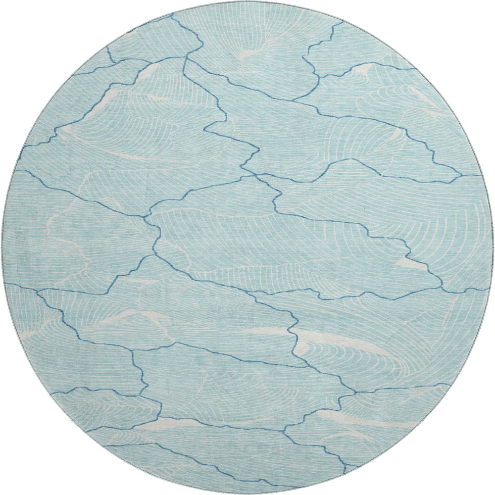 Premium Machine Washable Mayfield AMF1048 Aqua 8' x 8' Round Rug. Picture 1