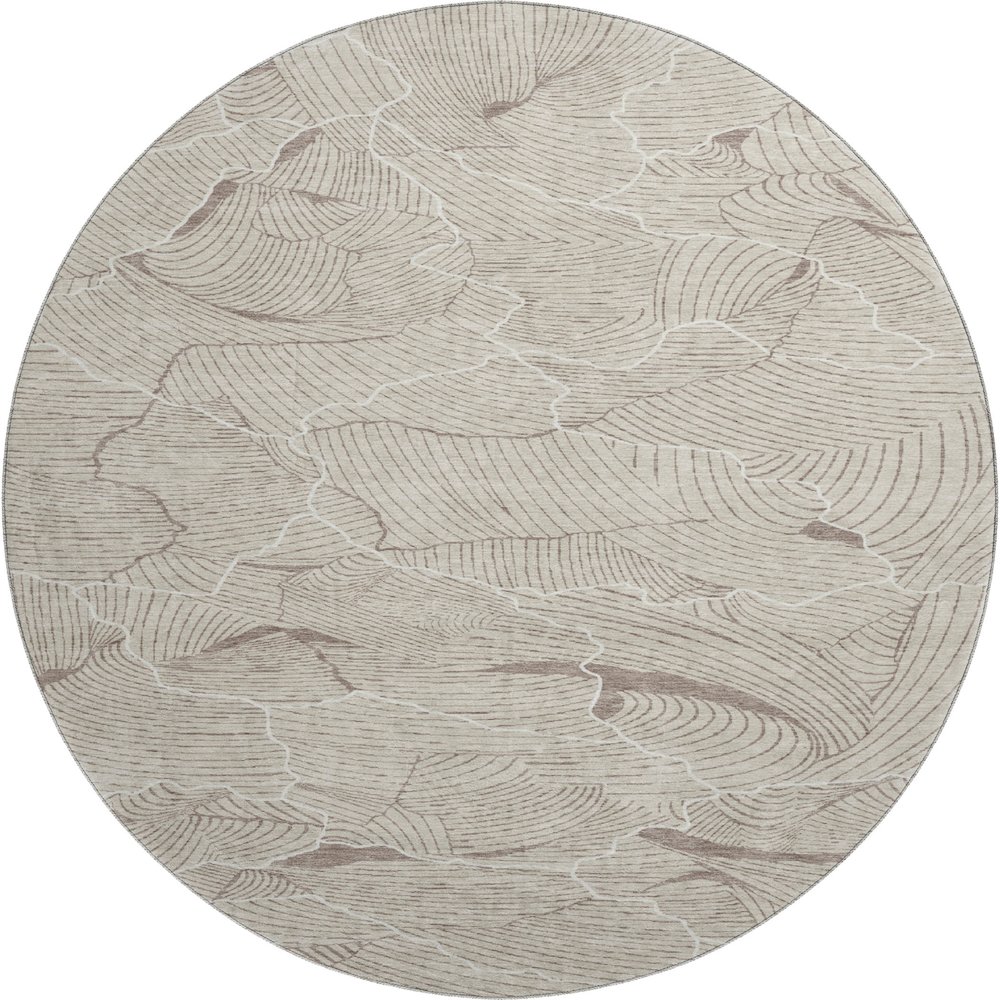 Premium Machine Washable Mayfield AMF1048 Beige 8' x 8' Round Rug. Picture 1