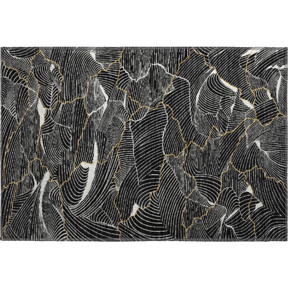 Premium Machine Washable Mayfield AMF1048 Black 1'8" x 2'6" Rug. Picture 1