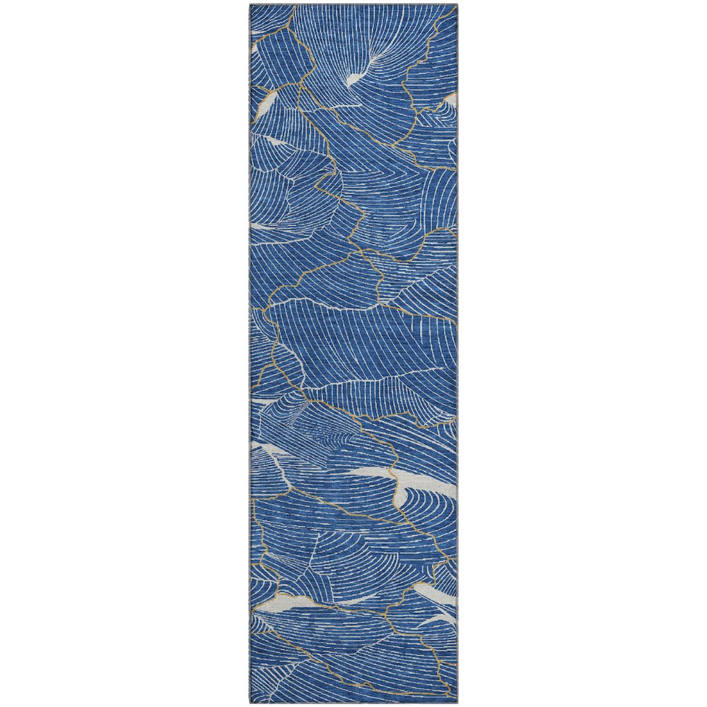 Premium Machine Washable Mayfield AMF1048 Blue 2'3" x 7'6" Runner Rug. Picture 1