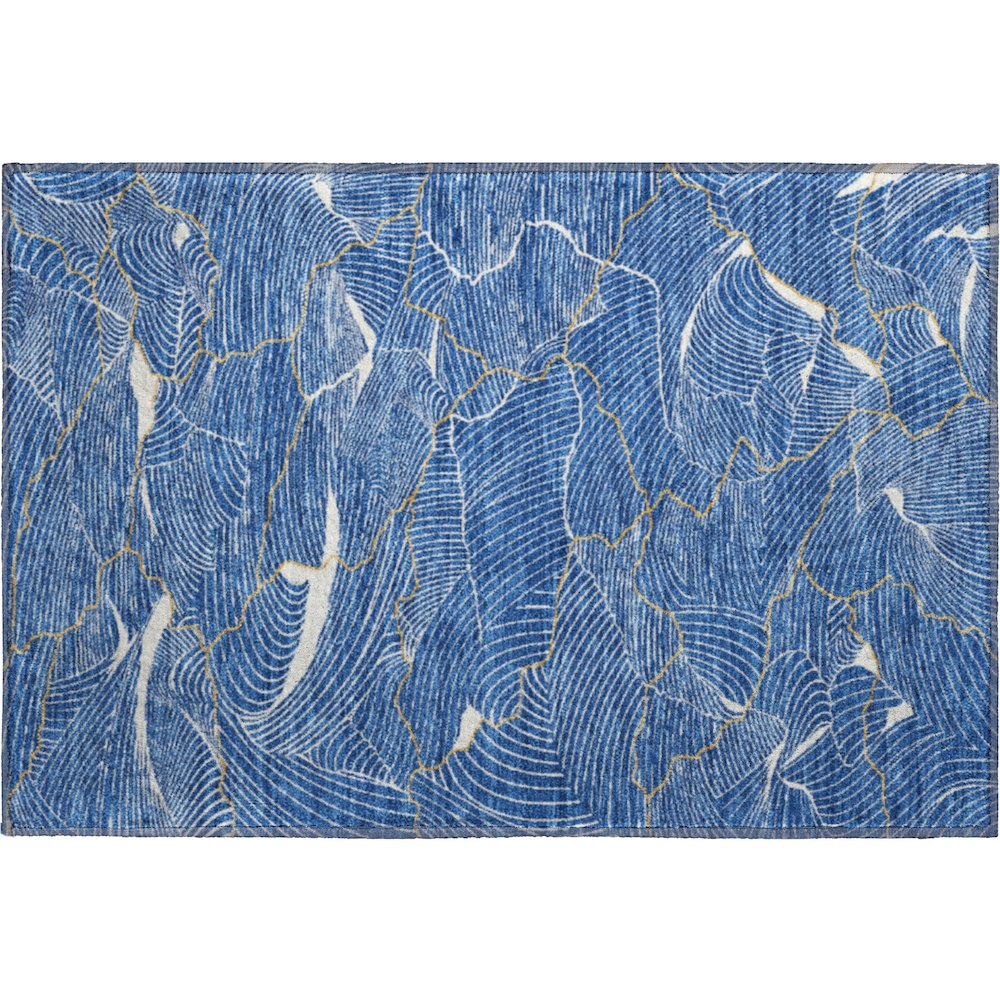 Premium Machine Washable Mayfield AMF1048 Blue 1'8" x 2'6" Rug. Picture 1