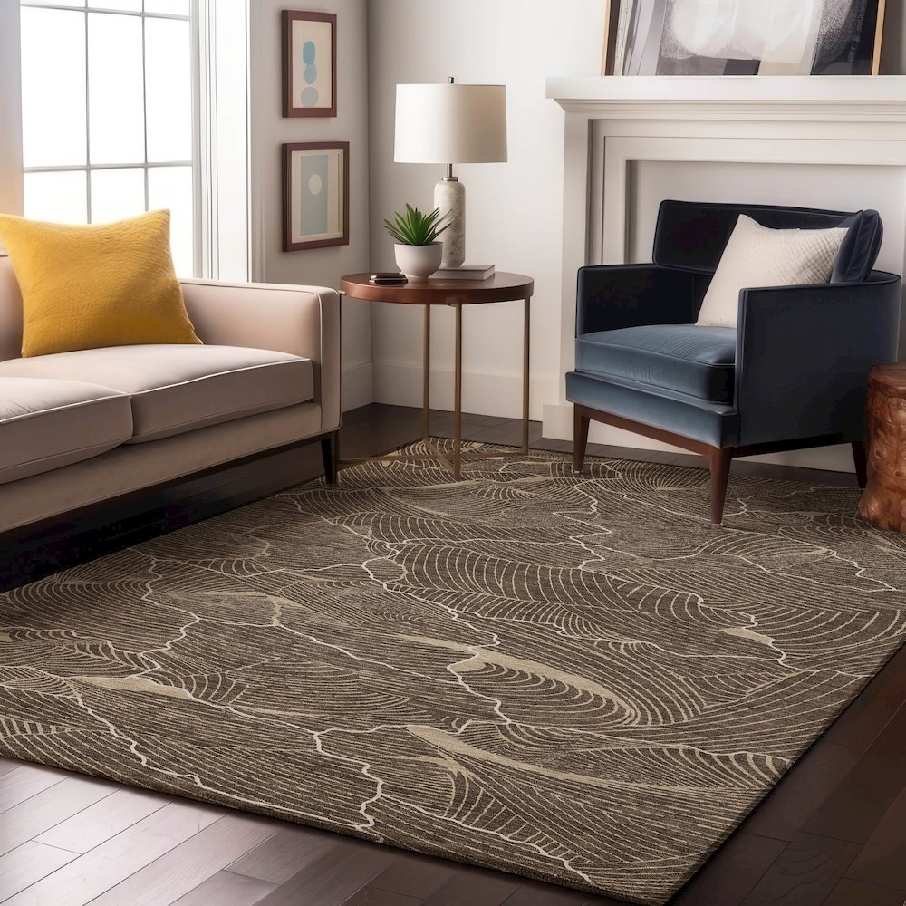 Premium Machine Washable Mayfield AMF1048 Brown 2'6" x 3'10" Rug. Picture 5