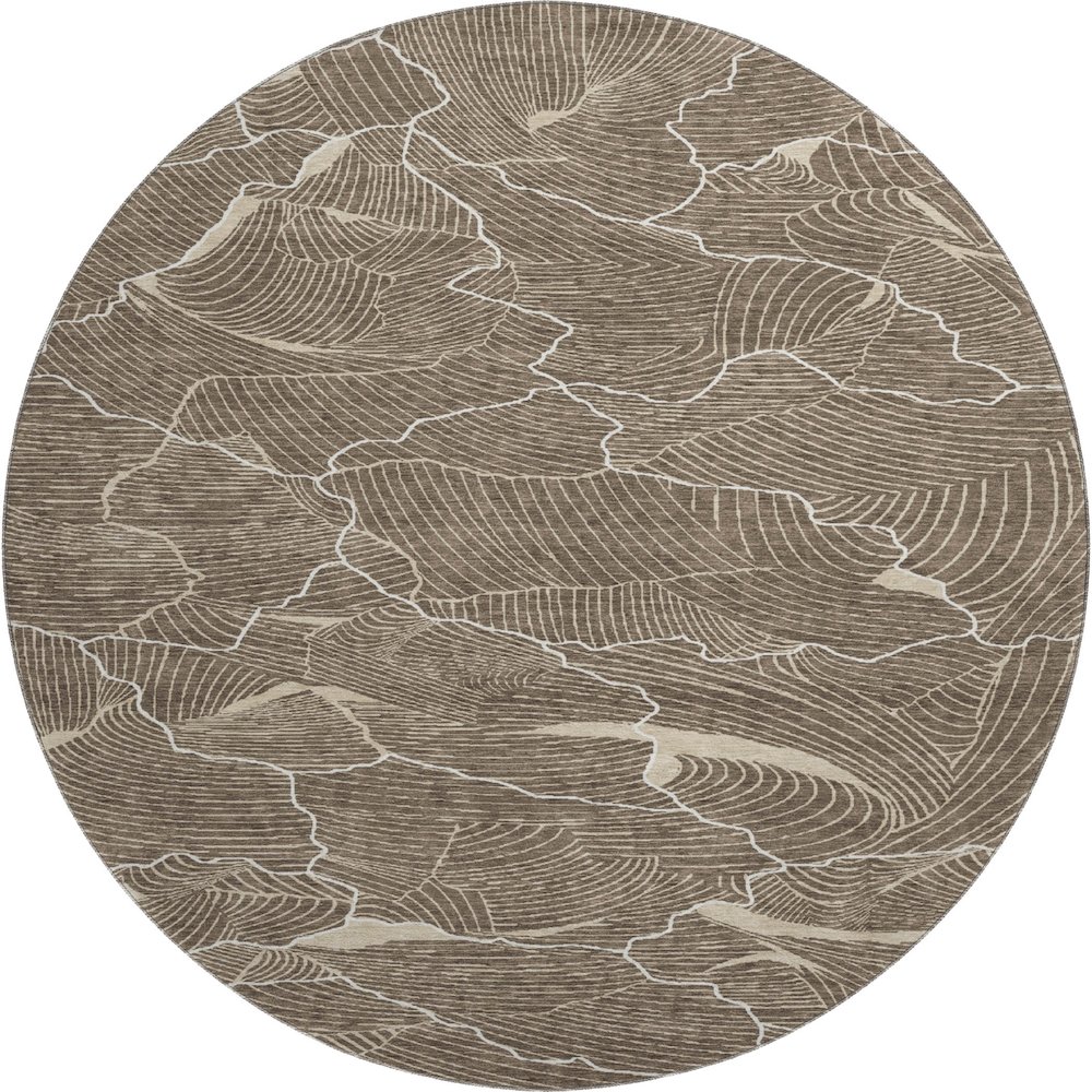 Premium Machine Washable Mayfield AMF1048 Brown 8' x 8' Round Rug. Picture 1