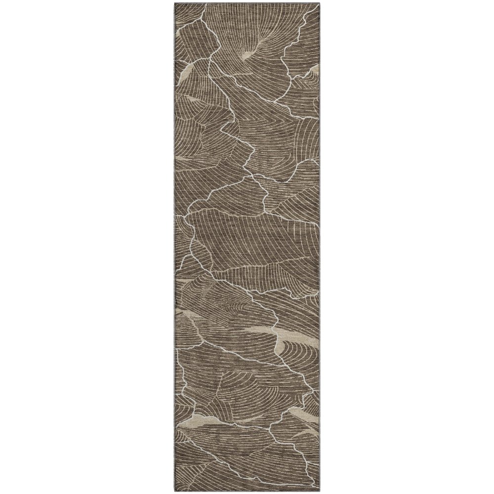 Premium Machine Washable Mayfield AMF1048 Brown 2'3" x 7'6" Runner Rug. Picture 1