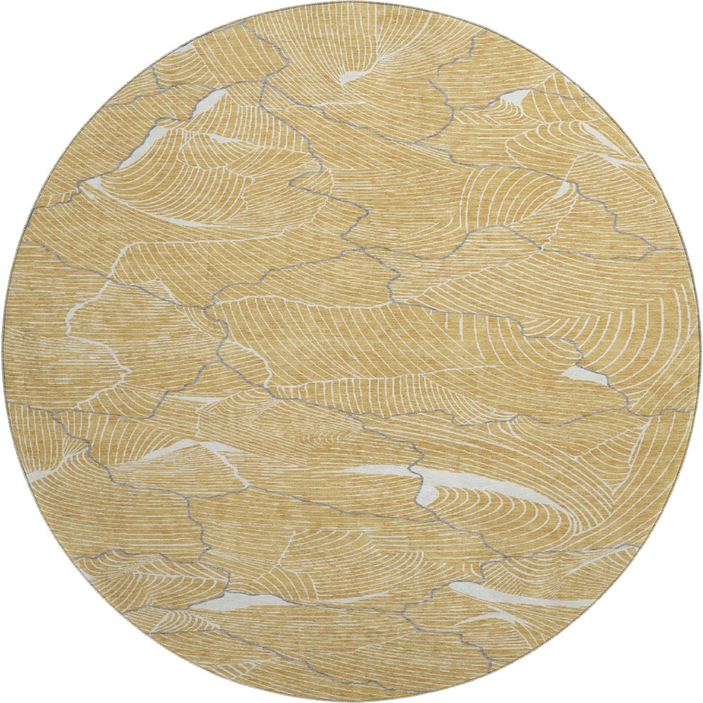 Premium Machine Washable Mayfield AMF1048 Gold 8' x 8' Round Rug. Picture 1