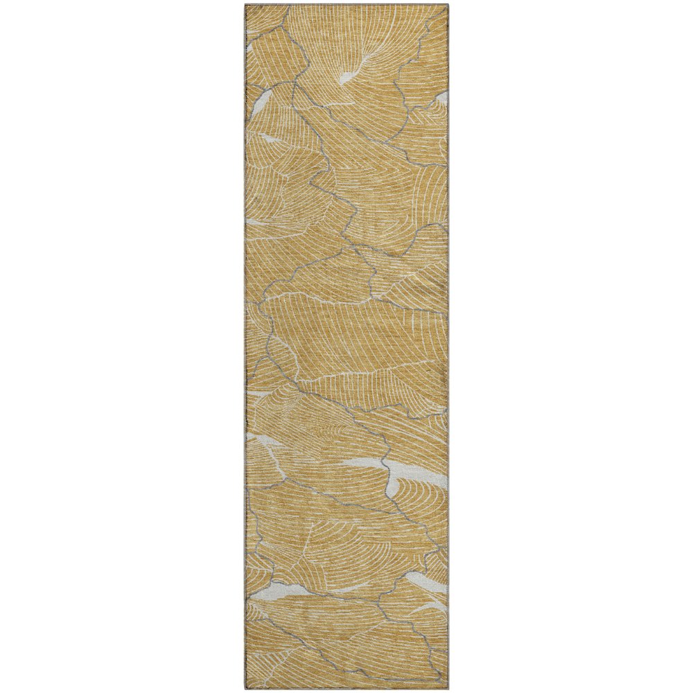 Premium Machine Washable Mayfield AMF1048 Gold 2'3" x 7'6" Runner Rug. Picture 1