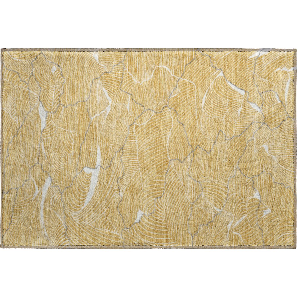 Premium Machine Washable Mayfield AMF1048 Gold 1'8" x 2'6" Rug. Picture 1