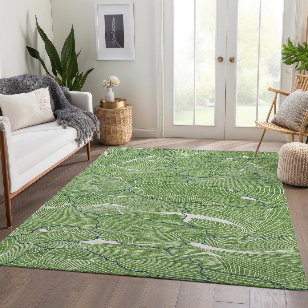 Premium Machine Washable Mayfield AMF1048 Green 2'6" x 3'10" Rug. Picture 6