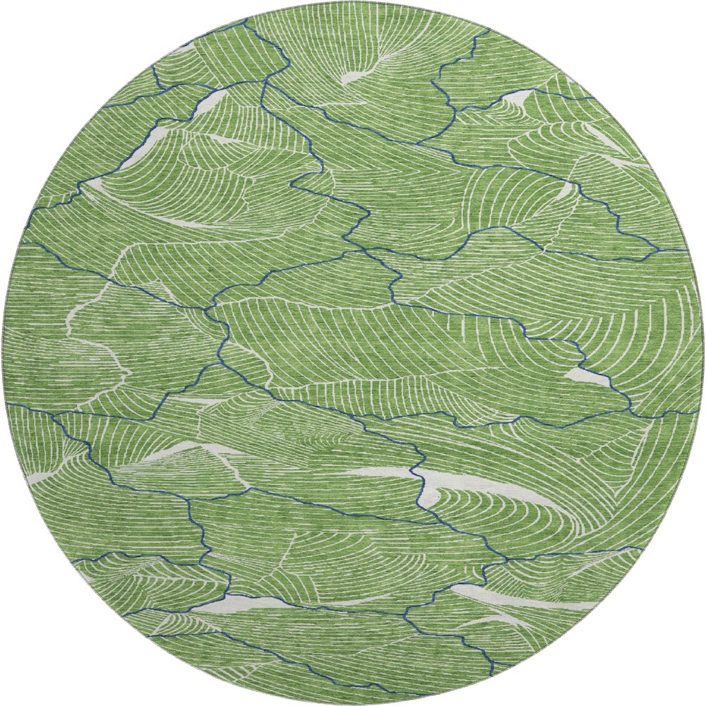 Premium Machine Washable Mayfield AMF1048 Green 8' x 8' Round Rug. Picture 1