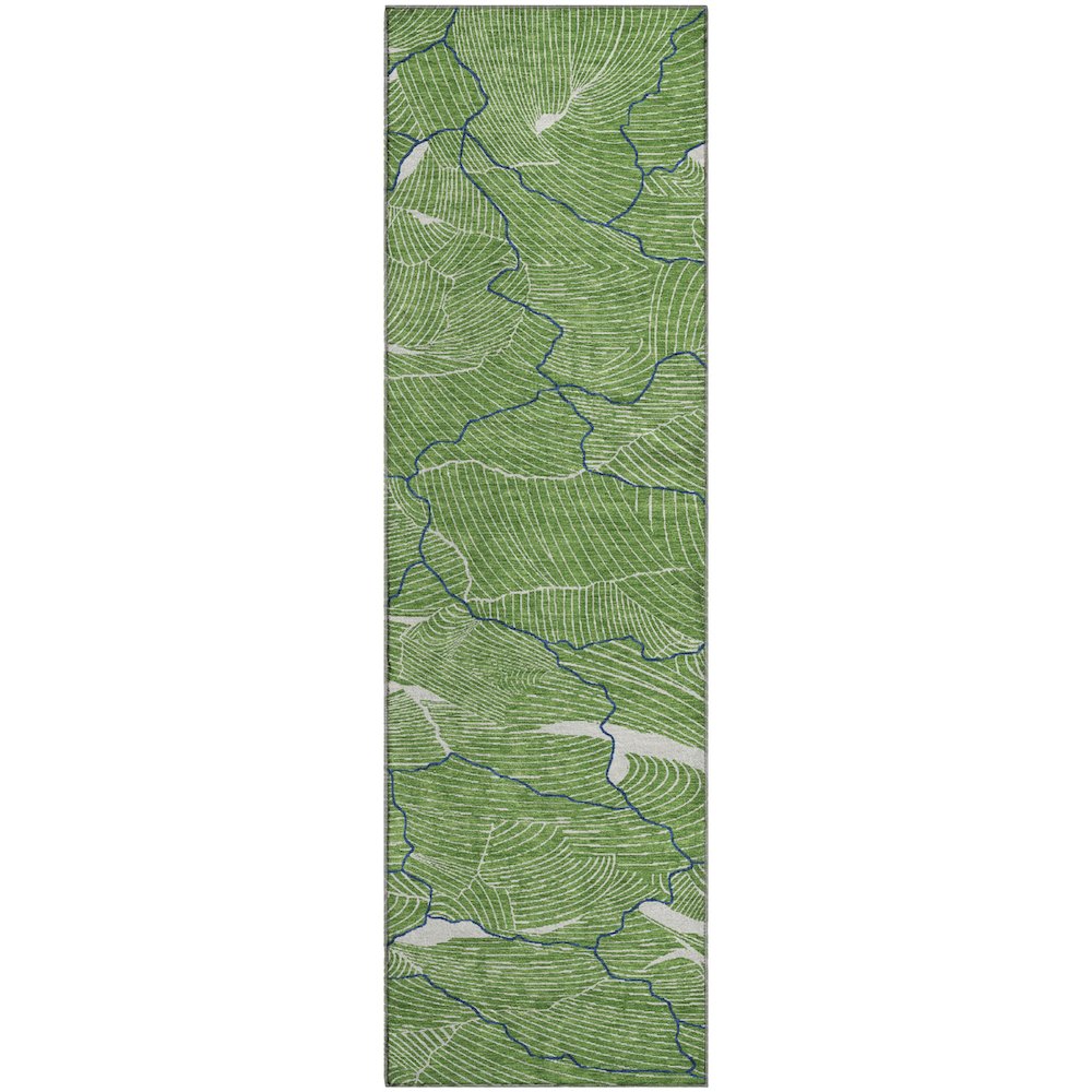 Premium Machine Washable Mayfield AMF1048 Green 2'3" x 7'6" Runner Rug. Picture 1