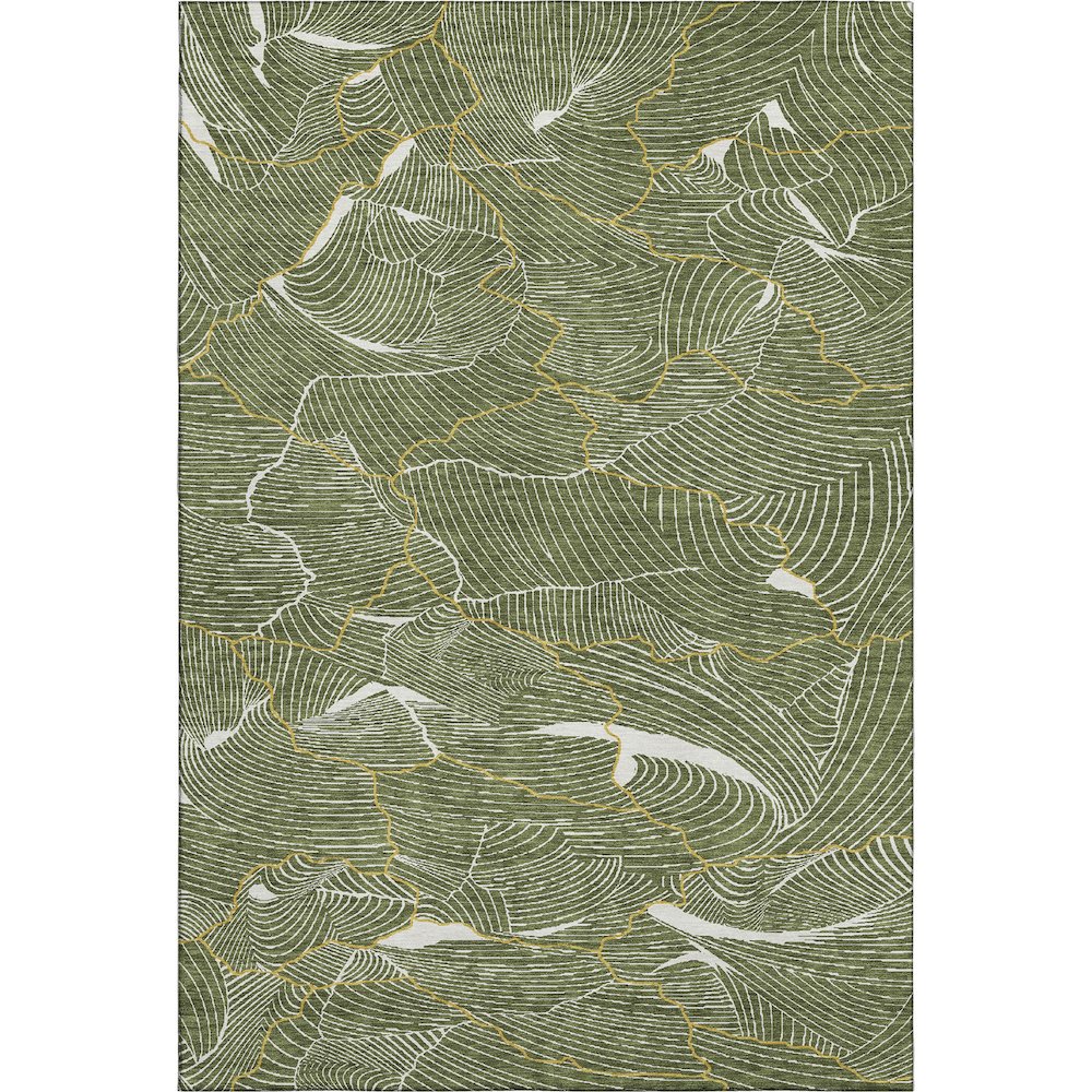 Premium Machine Washable Mayfield AMF1048 Olive 2'6" x 3'10" Rug. Picture 1