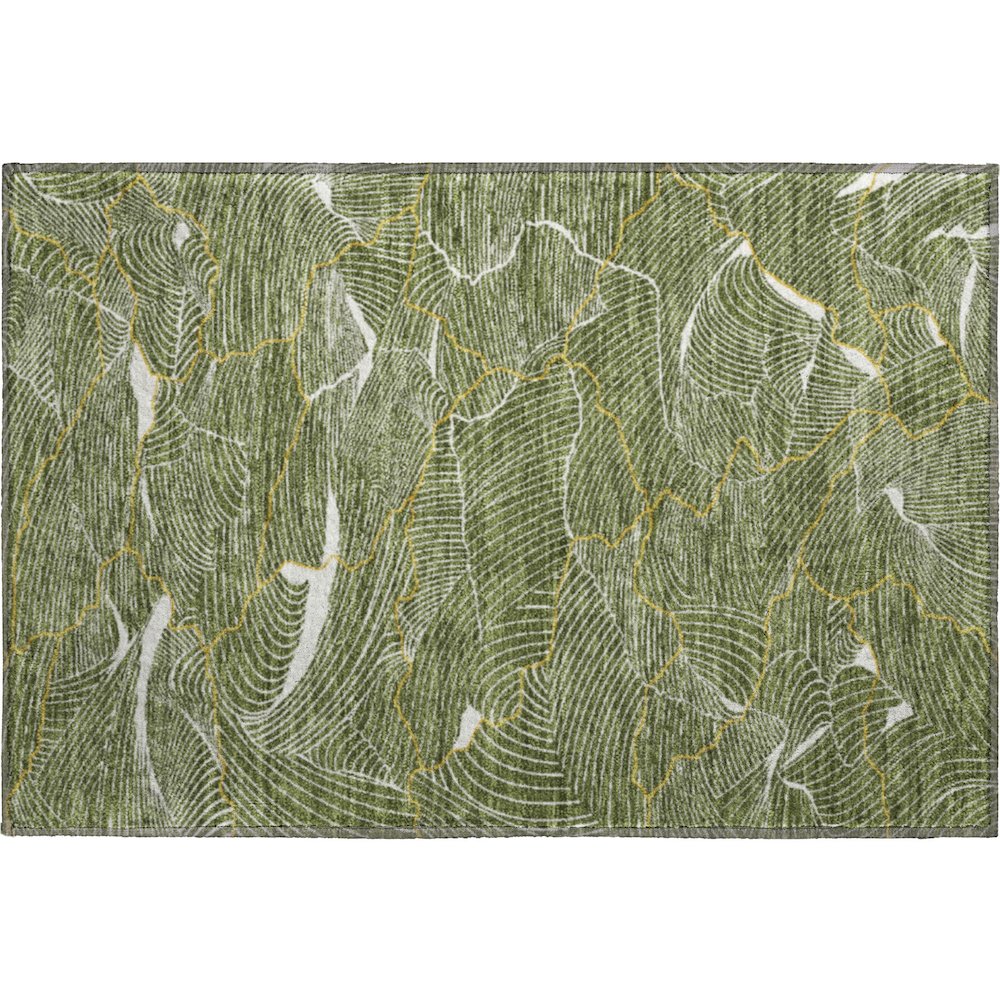 Premium Machine Washable Mayfield AMF1048 Olive 1'8" x 2'6" Rug. Picture 1