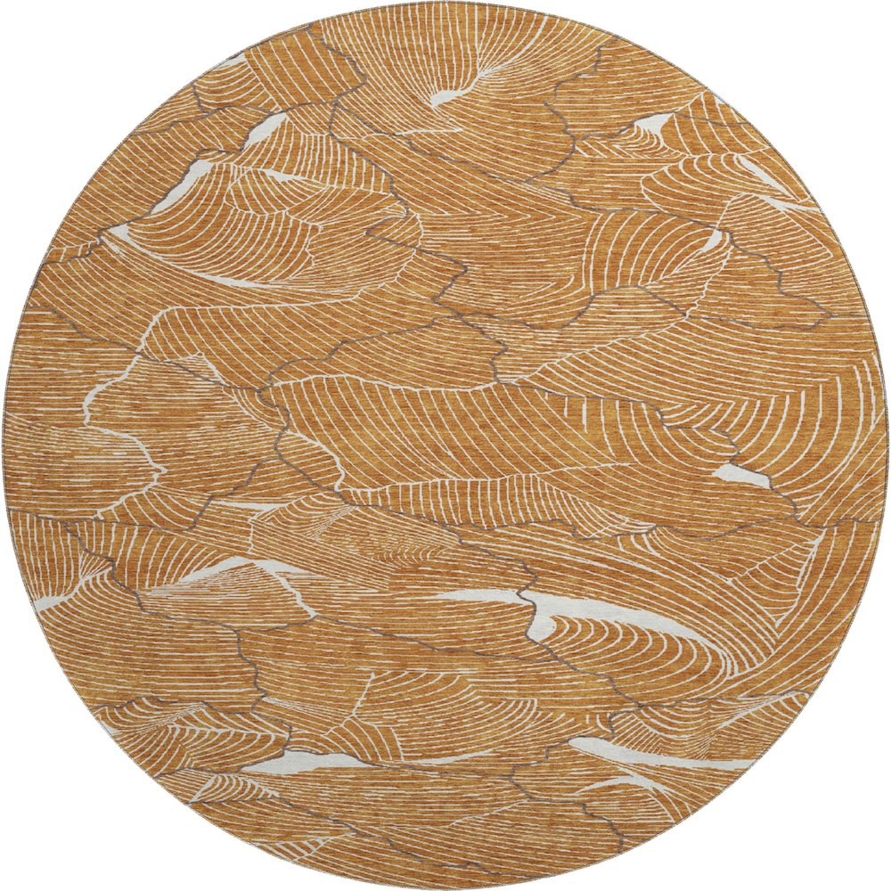 Premium Machine Washable Mayfield AMF1048 Paprika 8' x 8' Round Rug. Picture 1