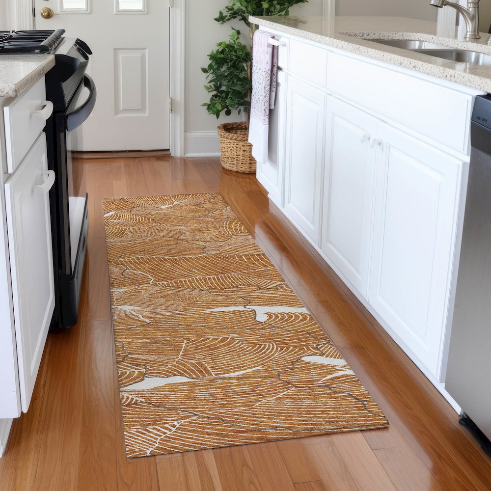 Premium Machine Washable Mayfield AMF1048 Paprika 2'3" x 7'6" Runner Rug. Picture 5