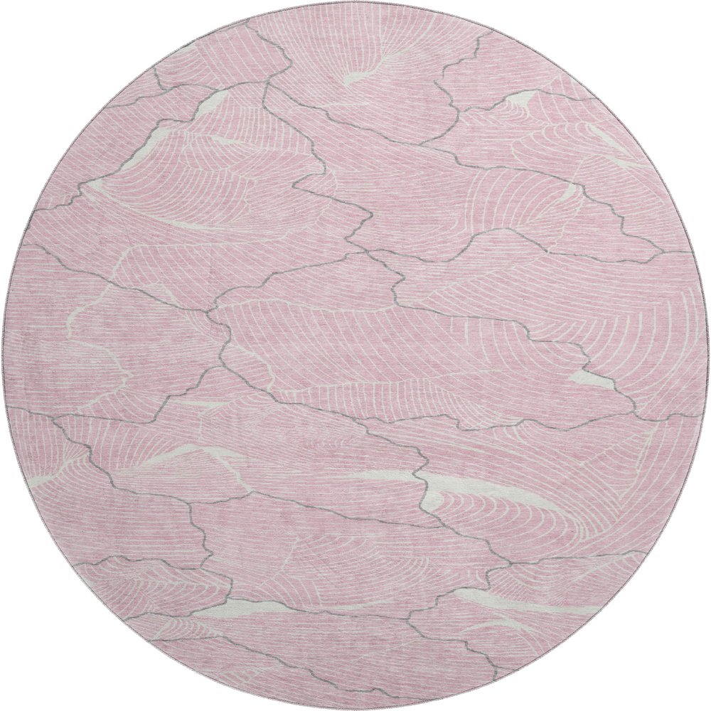 Premium Machine Washable Mayfield AMF1048 Pink 8' x 8' Round Rug. Picture 1