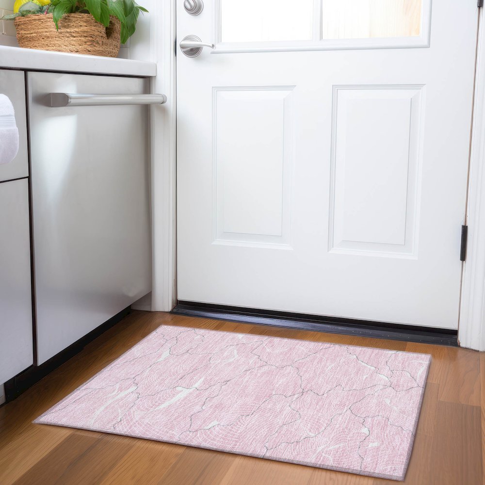 Premium Machine Washable Mayfield AMF1048 Pink 1'8" x 2'6" Rug. Picture 5