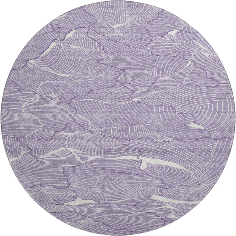 Premium Machine Washable Mayfield AMF1048 Purple 8' x 8' Round Rug. Picture 1
