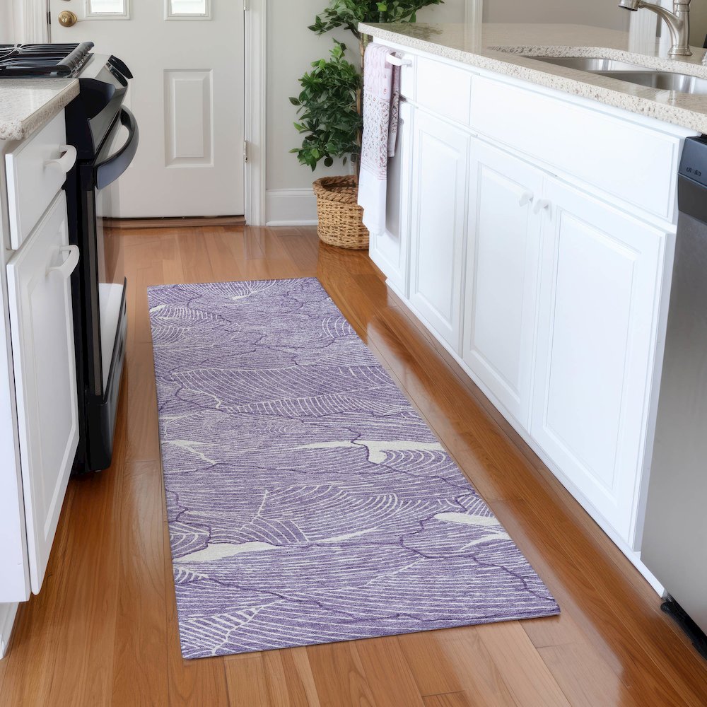 Premium Machine Washable Mayfield AMF1048 Purple 2'3" x 7'6" Runner Rug. Picture 5