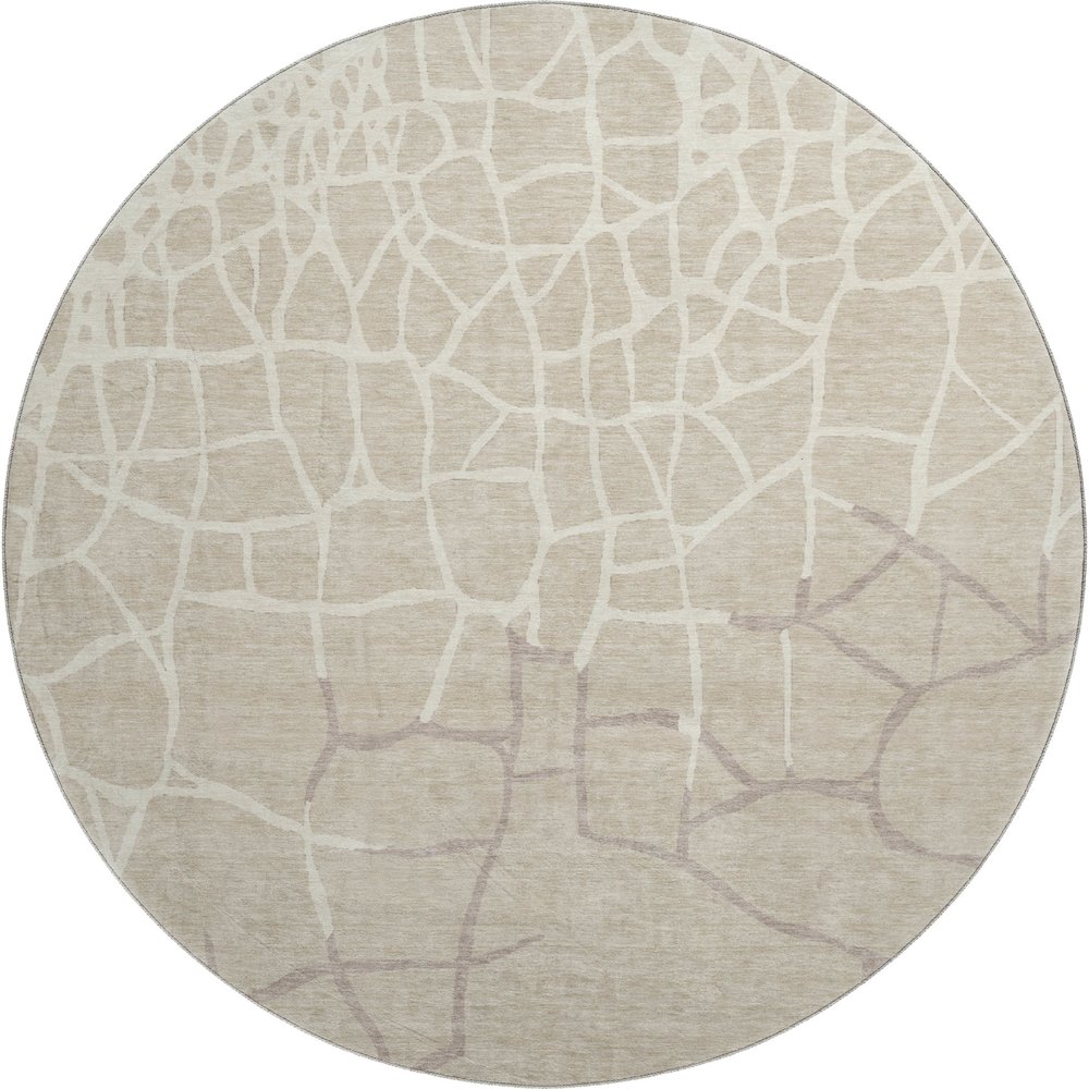 Premium Machine Washable Mayfield AMF1049 Beige 8' x 8' Round Rug. Picture 1