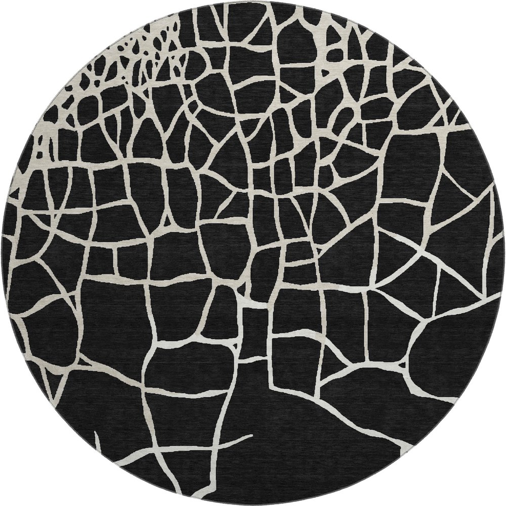 Premium Machine Washable Mayfield AMF1049 Black 8' x 8' Round Rug. Picture 1