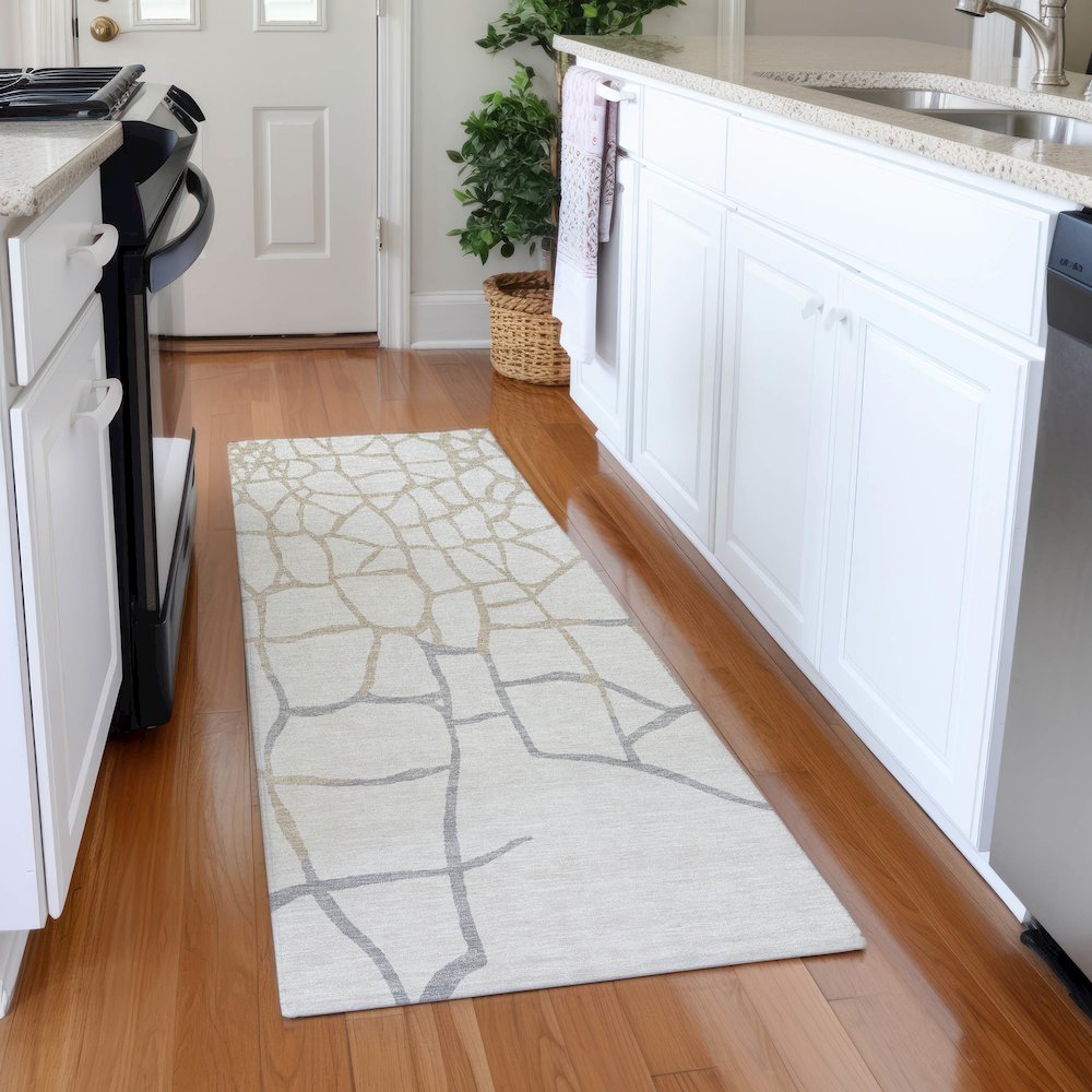 Premium Machine Washable Mayfield AMF1049 Ivory 2'3" x 7'6" Runner Rug. Picture 5