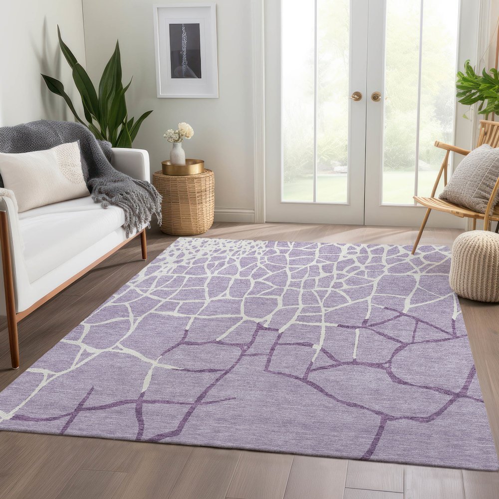 Premium Machine Washable Mayfield AMF1049 Lavender 2'6" x 3'10" Rug. Picture 6