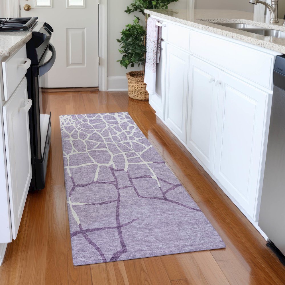 Premium Machine Washable Mayfield AMF1049 Lavender 2'3" x 7'6" Runner Rug. Picture 5