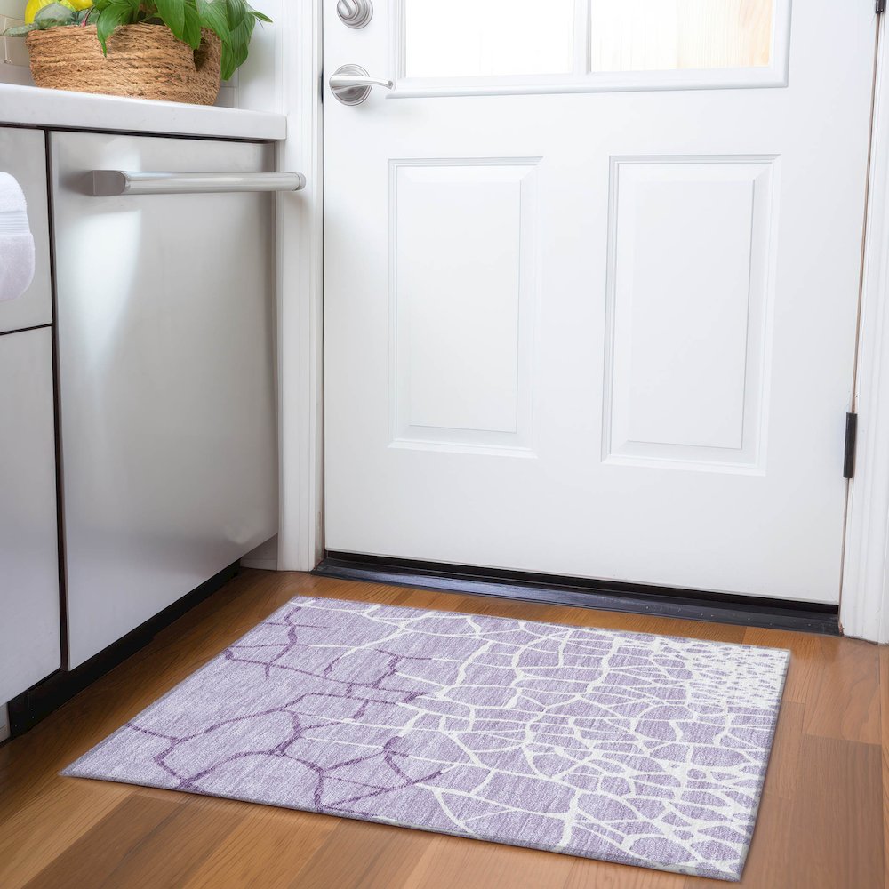 Premium Machine Washable Mayfield AMF1049 Lavender 1'8" x 2'6" Rug. Picture 5