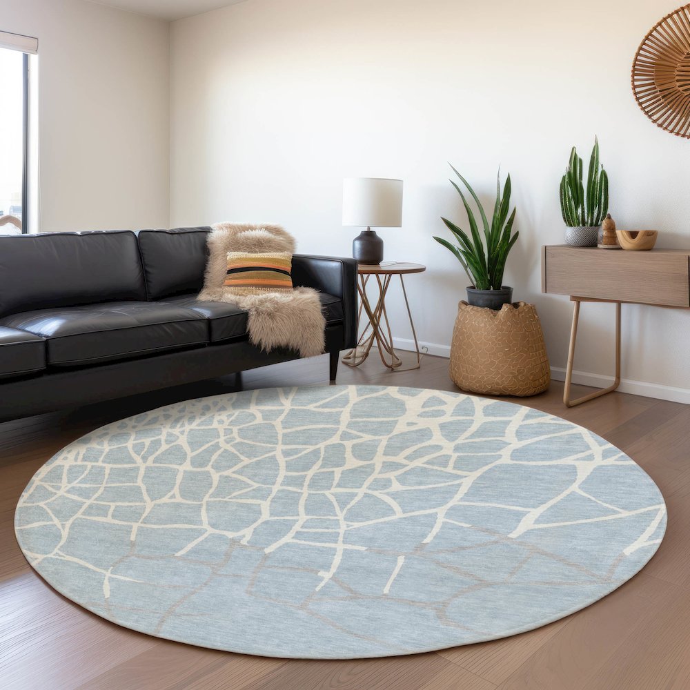 Premium Machine Washable Mayfield AMF1049 Sky 8' x 8' Round Rug. Picture 5