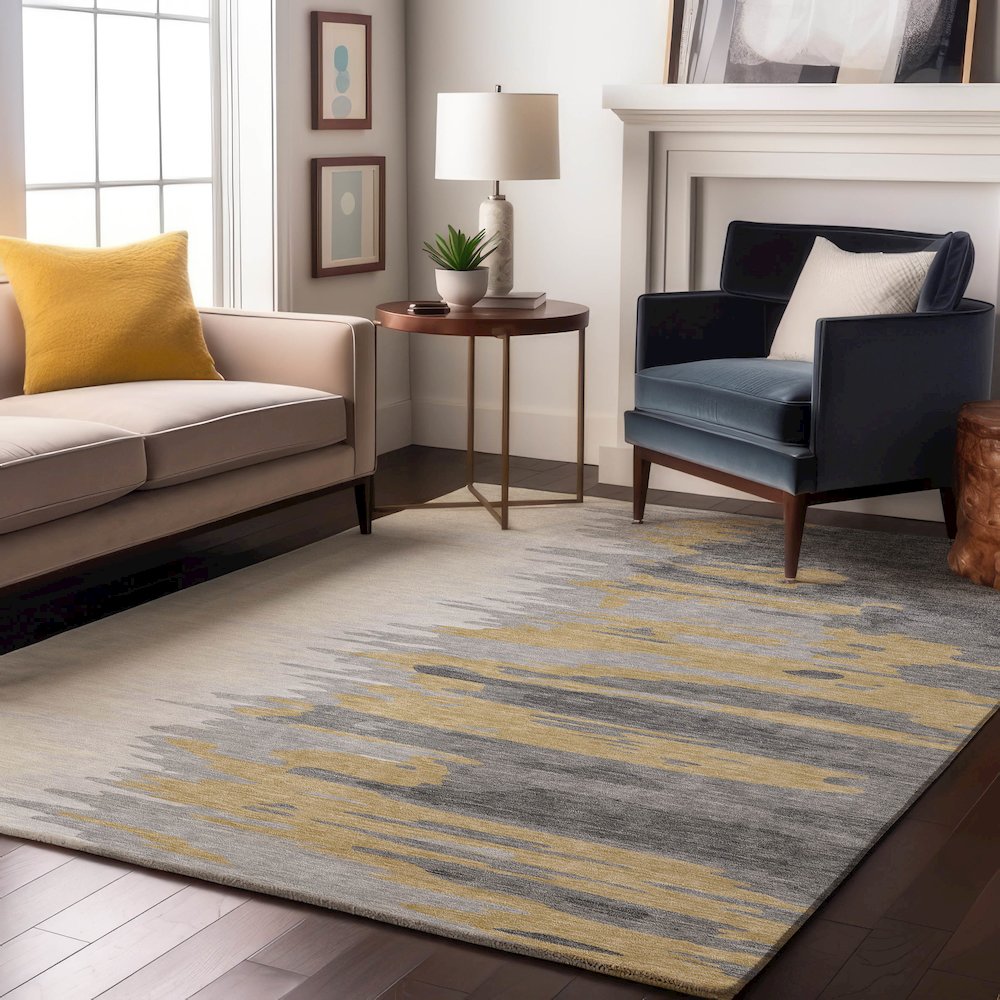 Premium Machine Washable Mayfield AMF1050 Gray 2'6" x 3'10" Rug. Picture 5