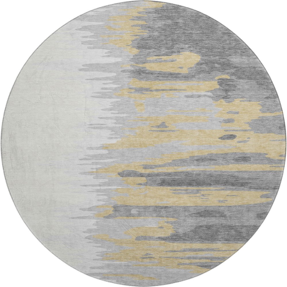 Premium Machine Washable Mayfield AMF1050 Gray 8' x 8' Round Rug. Picture 1