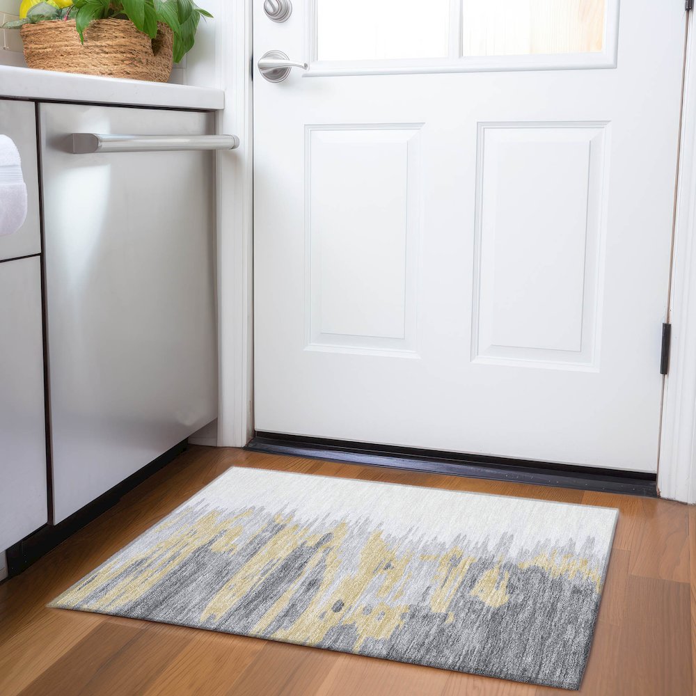 Premium Machine Washable Mayfield AMF1050 Gray 1'8" x 2'6" Rug. Picture 5