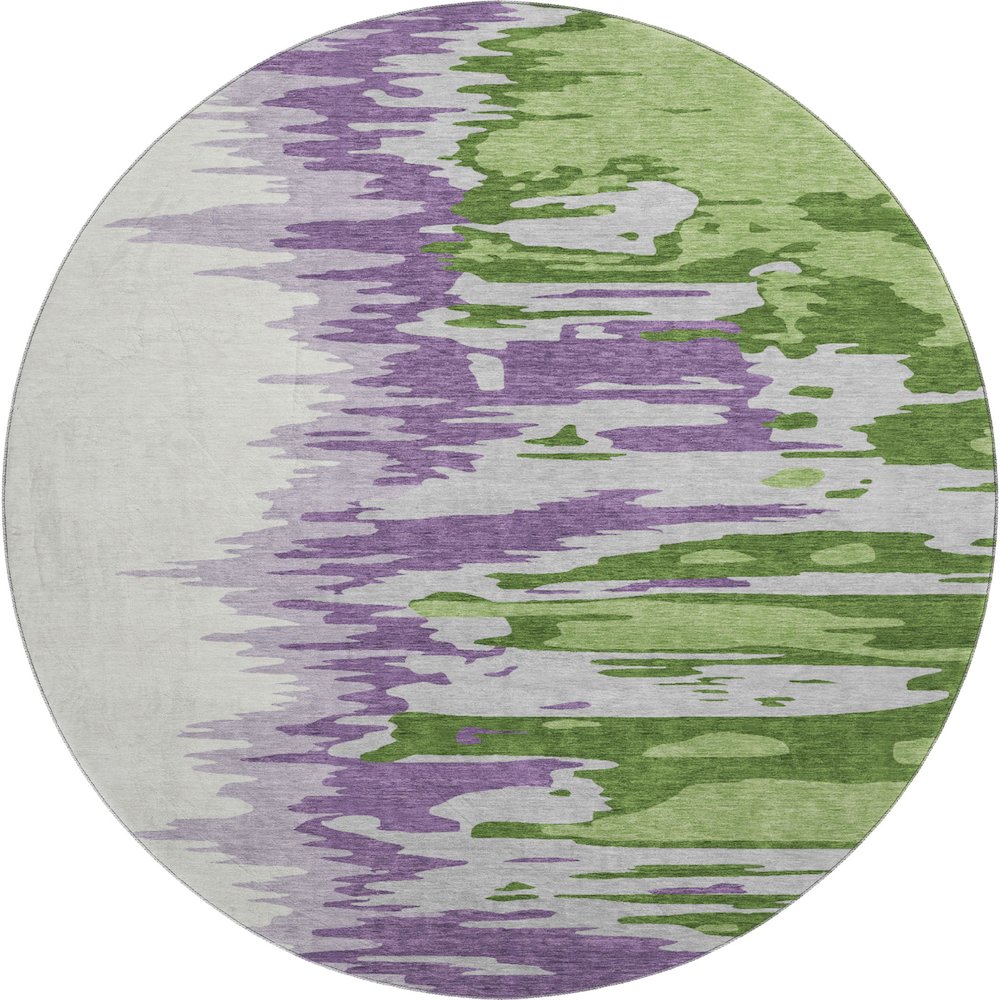 Premium Machine Washable Mayfield AMF1050 Green 8' x 8' Round Rug. Picture 1
