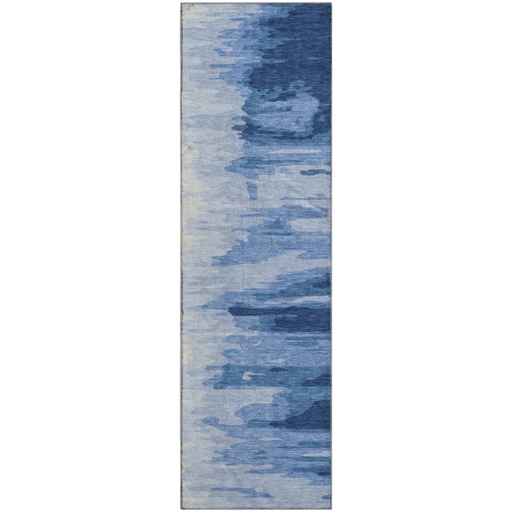 Premium Machine Washable Mayfield AMF1050 Navy 2'3" x 7'6" Runner Rug. Picture 1