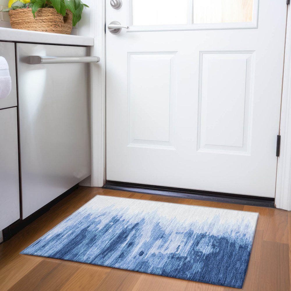 Premium Machine Washable Mayfield AMF1050 Navy 1'8" x 2'6" Rug. Picture 5