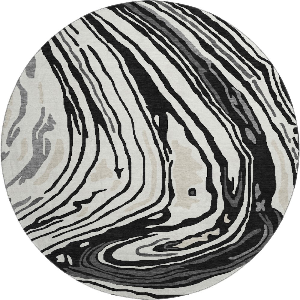Premium Machine Washable Mayfield AMF1051 Black 8' x 8' Round Rug. Picture 1
