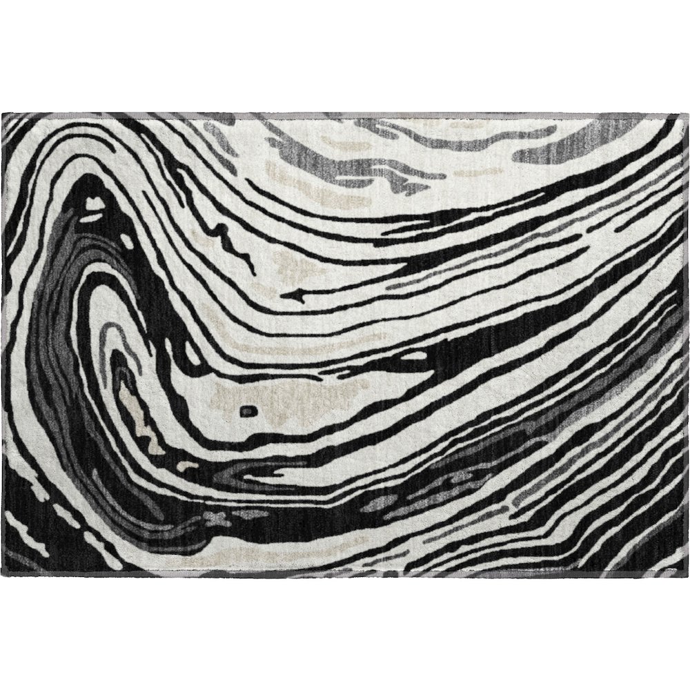 Premium Machine Washable Mayfield AMF1051 Black 1'8" x 2'6" Rug. Picture 1
