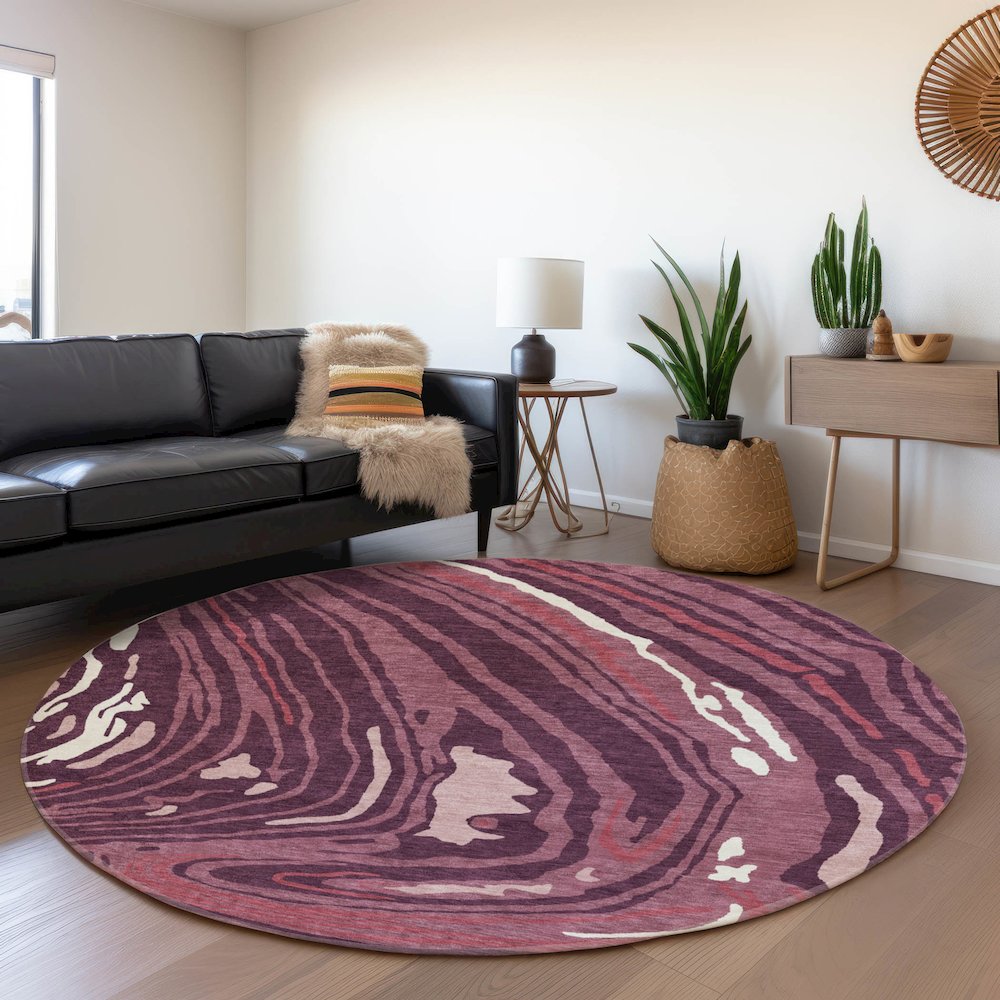 Premium Machine Washable Mayfield AMF1051 Garnet 8' x 8' Round Rug. Picture 5