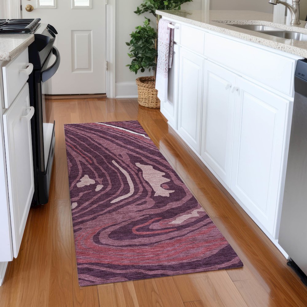 Premium Machine Washable Mayfield AMF1051 Garnet 2'3" x 7'6" Runner Rug. Picture 5
