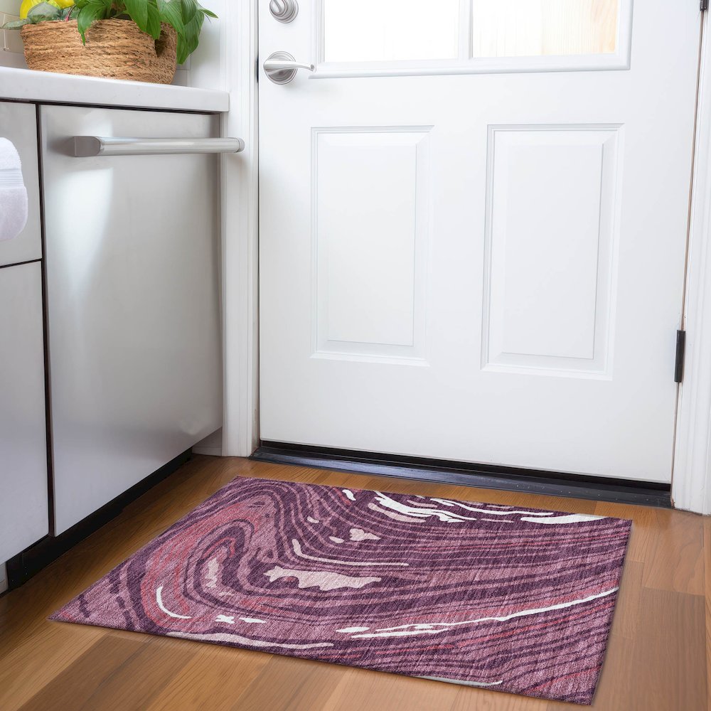 Premium Machine Washable Mayfield AMF1051 Garnet 1'8" x 2'6" Rug. Picture 5