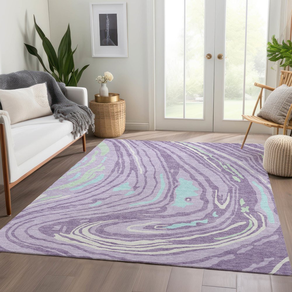 Premium Machine Washable Mayfield AMF1051 Lavender 2'6" x 3'10" Rug. Picture 6
