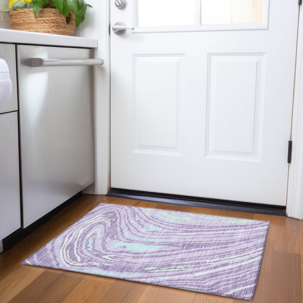 Premium Machine Washable Mayfield AMF1051 Lavender 1'8" x 2'6" Rug. Picture 5