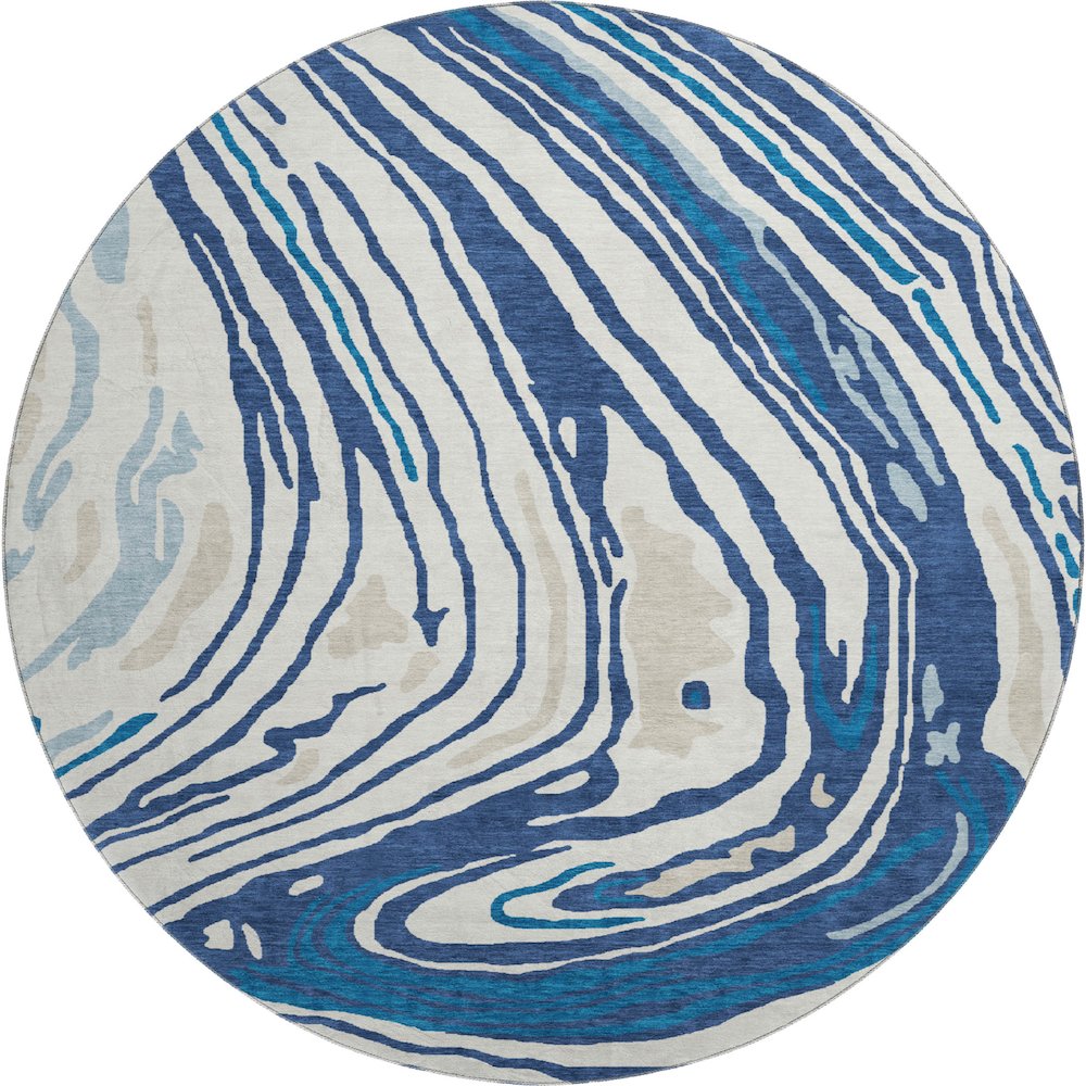Premium Machine Washable Mayfield AMF1051 Navy 8' x 8' Round Rug. Picture 1