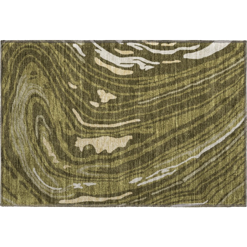 Premium Machine Washable Mayfield AMF1051 Olive 1'8" x 2'6" Rug. Picture 1