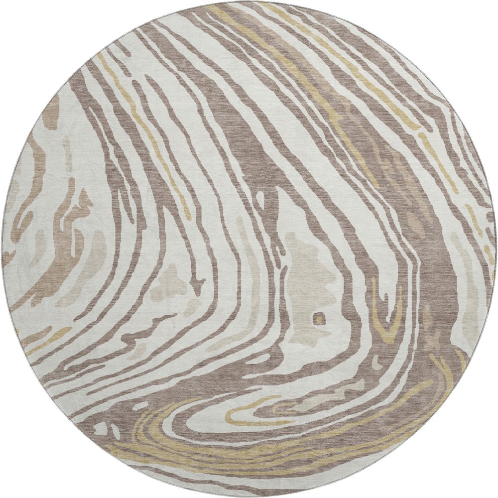 Premium Machine Washable Mayfield AMF1051 Taupe 8' x 8' Round Rug. Picture 1
