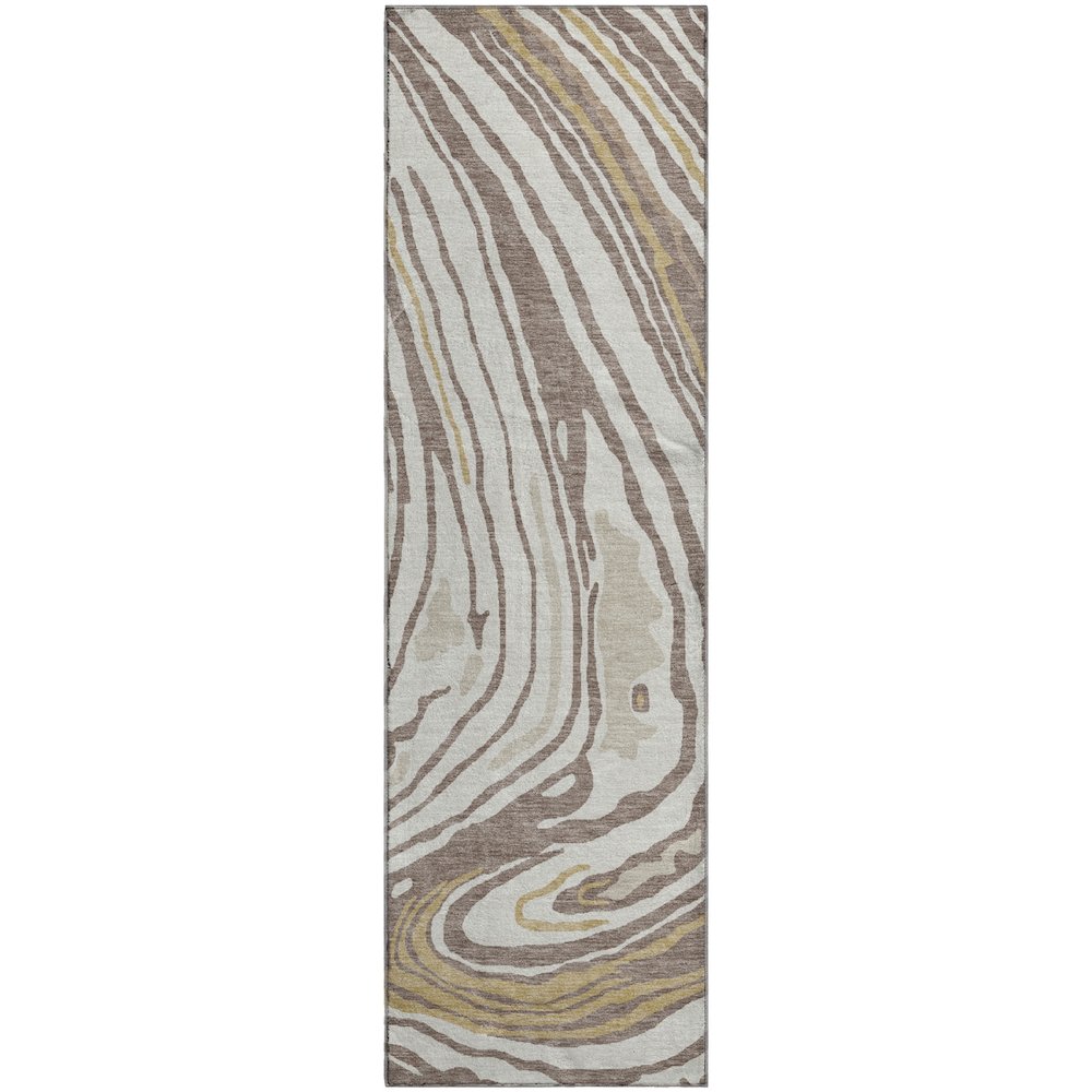 Premium Machine Washable Mayfield AMF1051 Taupe 2'3" x 7'6" Runner Rug. Picture 1