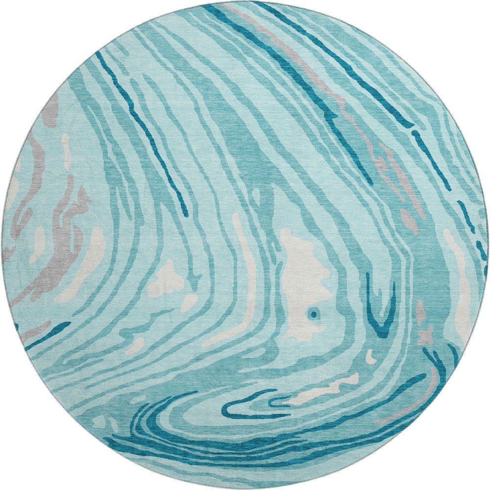 Premium Machine Washable Mayfield AMF1051 Turquoise 8' x 8' Round Rug. Picture 1