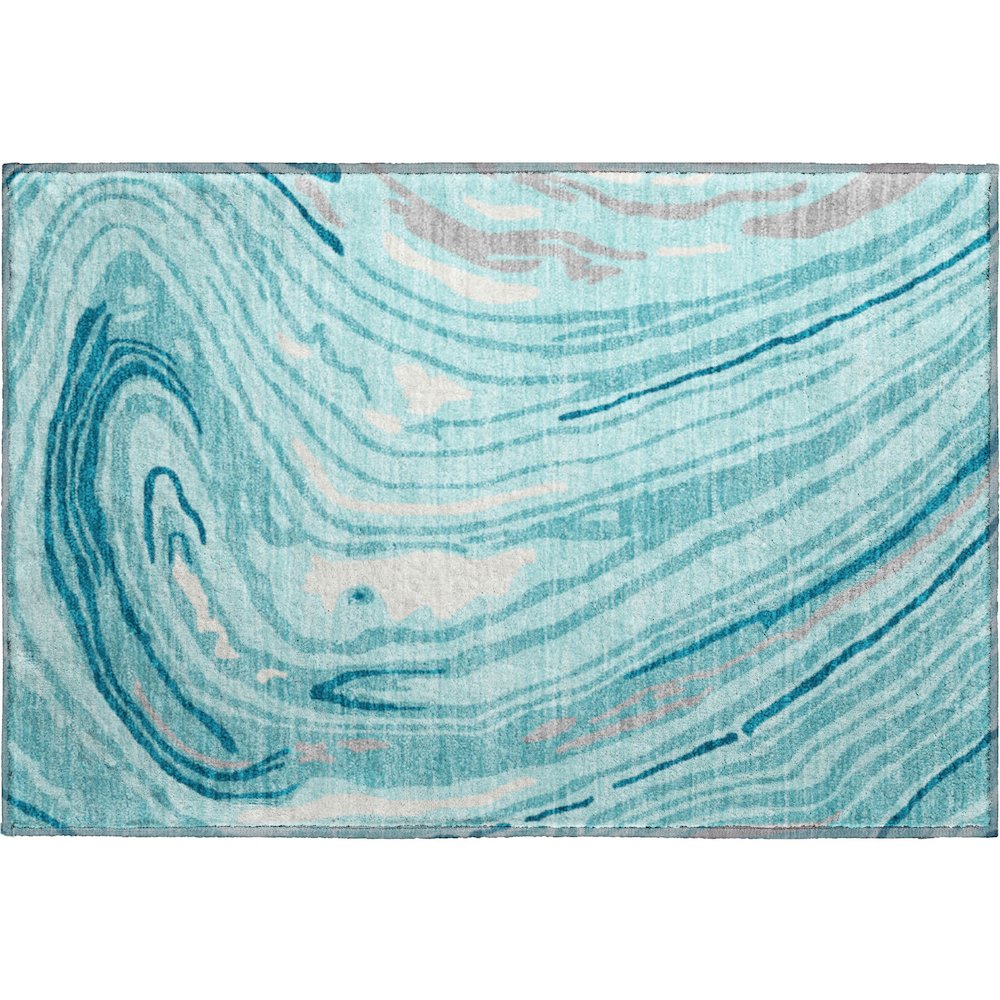 Premium Machine Washable Mayfield AMF1051 Turquoise 1'8" x 2'6" Rug. Picture 1