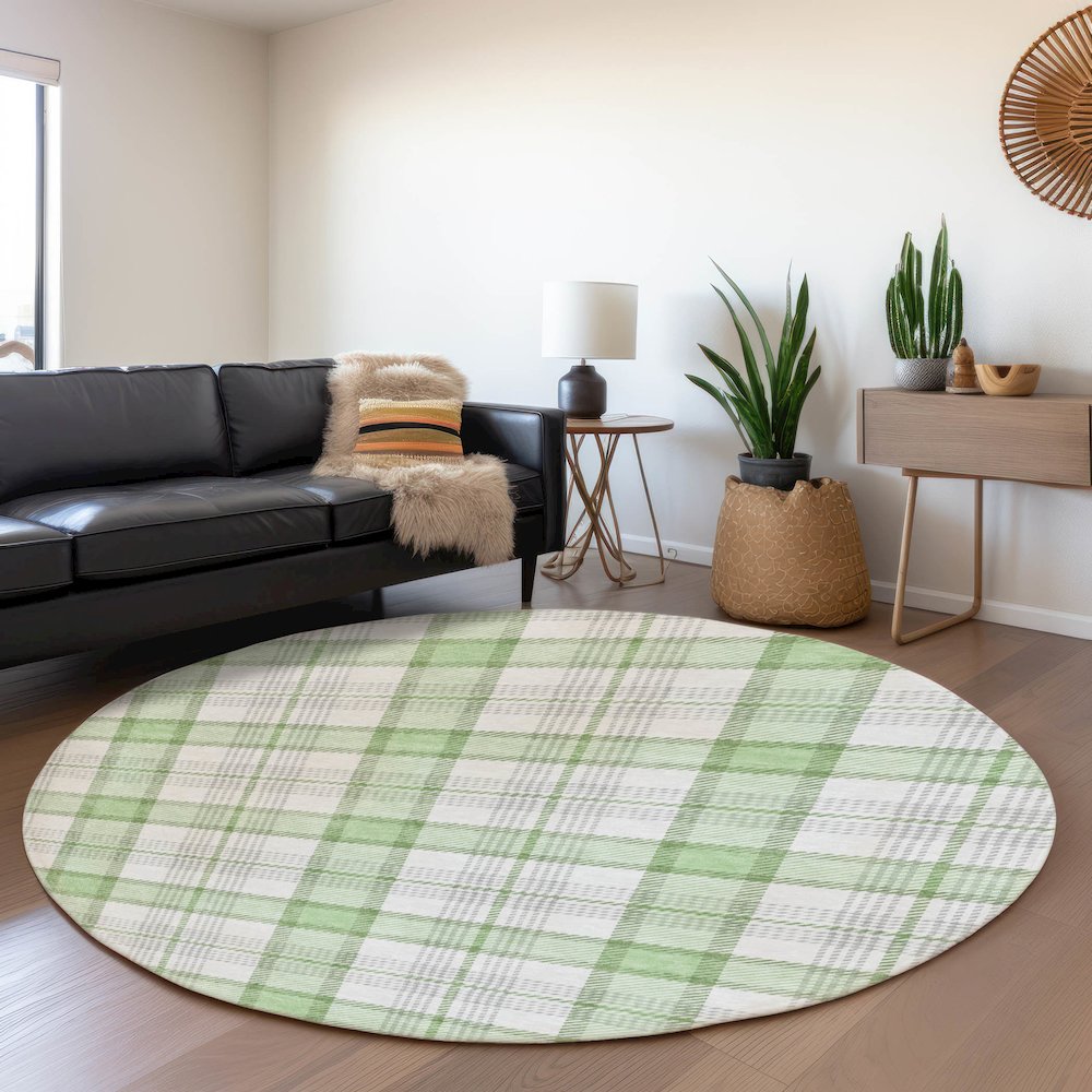 Premium Machine Washable Mayfield AMF1052 Mint 8' x 8' Round Rug. Picture 5
